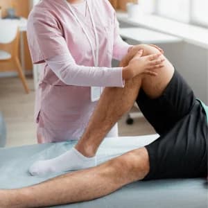 Therapist with patient